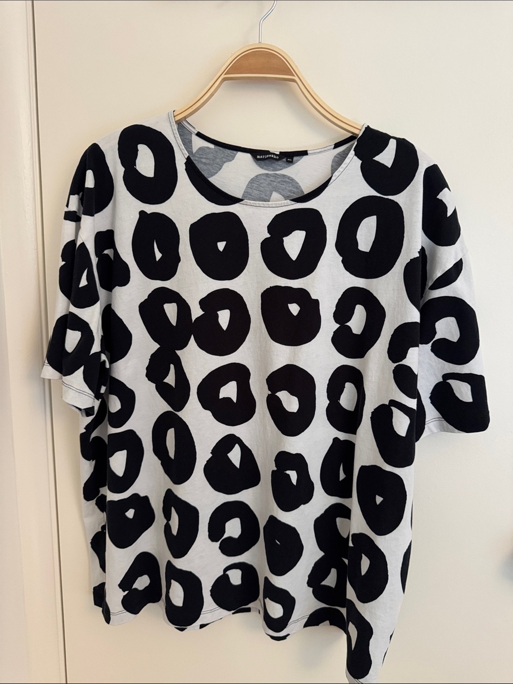 Marimekko Black & Light Grey Abstract Dot Print Short Sleeve Tee